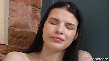 Solo brunette girl cherry plays with shaved wet pussy in 4k