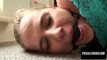 Tied up babe experiences intense pleasure with gag