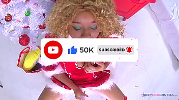 Nina rivera playing with her pussy under the christmas tree