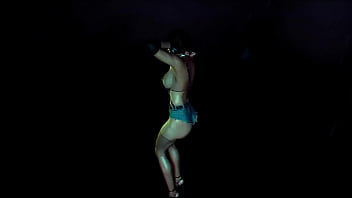 Fit slut jill valentine in revealing clothe shakes his ass in color show