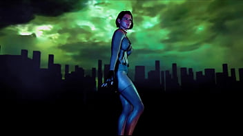 Fit slut jill valentine in revealing clothe shakes his ass in color show