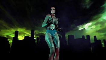Fit slut jill valentine in revealing clothe shakes his ass in color show
