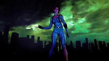Fit slut jill valentine in revealing clothe shakes his ass in color show