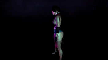 Fit slut jill valentine in revealing clothe shakes his ass in color show