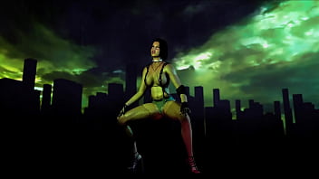 Fit slut jill valentine in revealing clothe shakes his ass in color show