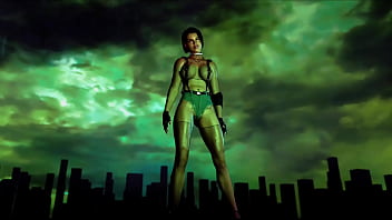 Fit slut jill valentine in revealing clothe shakes his ass in color show