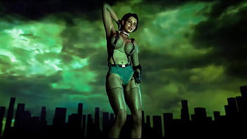 Fit slut jill valentine in revealing clothe shakes his ass in color show