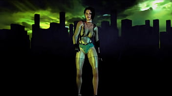 Fit slut jill valentine in revealing clothe shakes his ass in color show