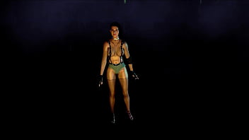 Fit slut jill valentine in revealing clothe shakes his ass in color show