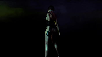 Fit slut jill valentine in revealing clothe shakes his ass in color show