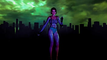 Fit slut jill valentine in revealing clothe shakes his ass in color show