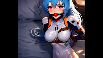 Rei ayanami tied by rope