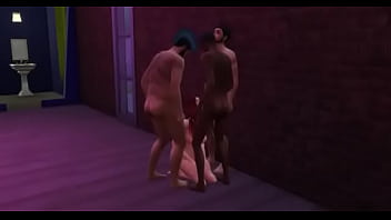 Pelirroja chupando verga en baño público