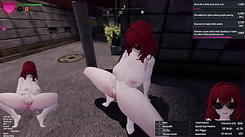 Secret flasher manaka walking in the city voyeur game