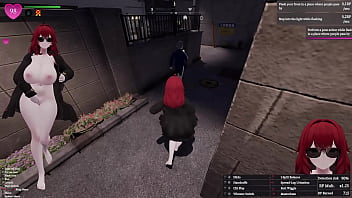 Secret flasher manaka walking in the city voyeur game