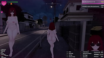 Secret flasher manaka walking in the city voyeur game