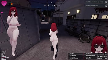 Secret flasher manaka walking in the city voyeur game