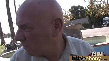 Ebony babe sucks too many white cocks 9