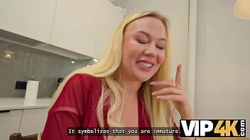 Blonde milf is cumming in front of the husband