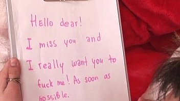 Short haired teen uses a purple dildo