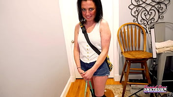 Lovely brunette phoenix rae plays with a sex toy to suck and ride a cock