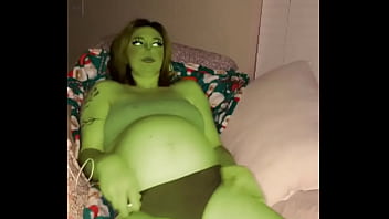 Pregnant mrs grinch looking for a who packing a big present don’t tell my husband