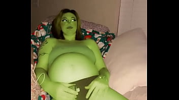 Pregnant mrs grinch looking for a who packing a big present don’t tell my husband