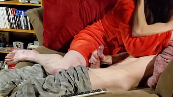 Milf came over to cuddle in fleece robe but i knew she wanted a mouthful