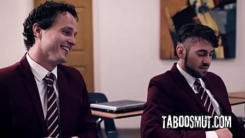 Blonde mature teacher getting gangbanged in the classroom