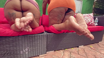 Double bbw foot goddesses oil up soft soles pt 2