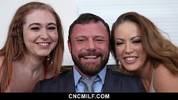 Wife and stepdaughter get fucked hard to help him unwind cncmilf