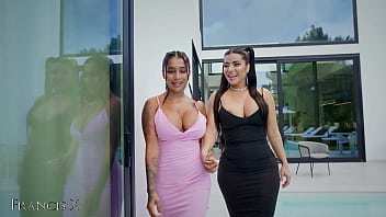 Outdoor gangbang 9 guys fuck 2 sluts in lingerie with anal and dp