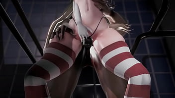 Shimakaze spreading her legs in a toilet