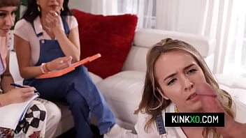 Horny stud has foursome with hot teen besties after the art class