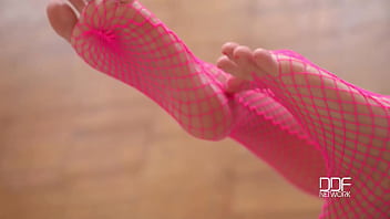 Russian college cutie masturbation in fishnet stockings