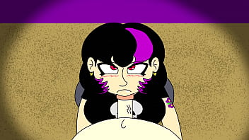 Gothic gal gives head to lucky nerd