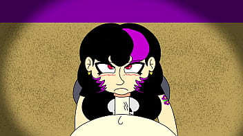 Gothic gal gives head to lucky nerd