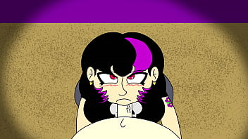 Gothic gal gives head to lucky nerd