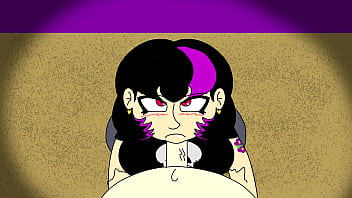 Gothic gal gives head to lucky nerd