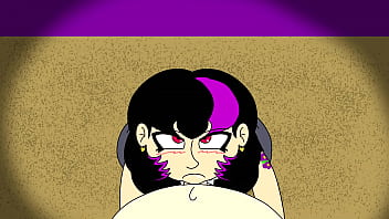 Gothic gal gives head to lucky nerd