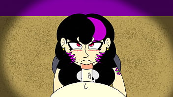 Gothic gal gives head to lucky nerd