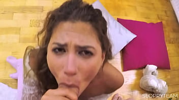 Cum shot facial * cum on her face and tongue * cum play