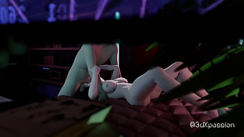 Hot sexy young woman gets fucked hard in cyberpunk rainy room