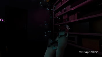 Hot sexy young woman gets fucked hard in cyberpunk rainy room
