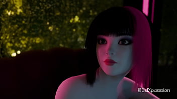 Hot sexy young woman gets fucked hard in cyberpunk rainy room