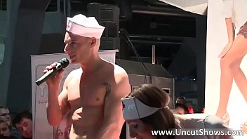 Hot brunette nurse is stripping