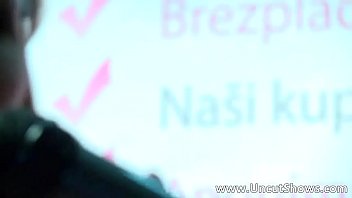 Hot brunette nurse is stripping