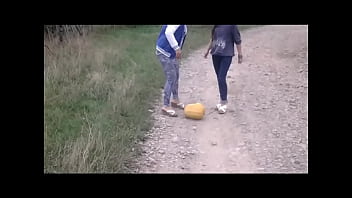 Food and object crushed outdoors