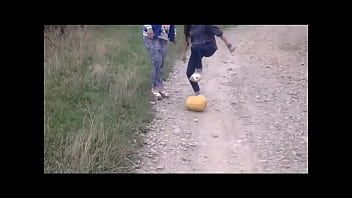 Food and object crushed outdoors