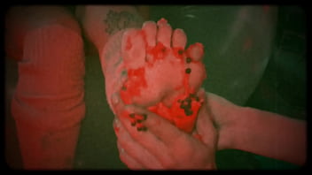 Foot slave licking my messy feet